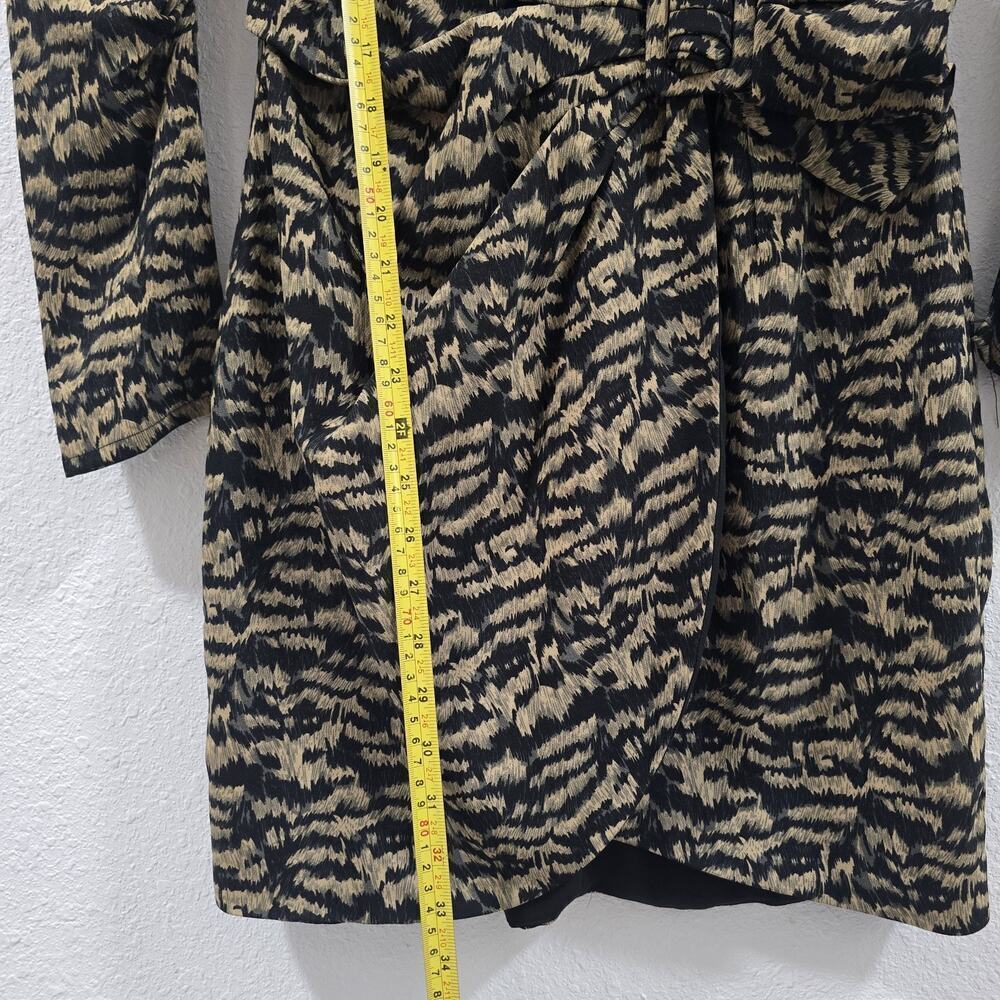 Bardot Animal Print Tracey Twist Black Puff Long Sleeves Mini Wrap Dress Size S - Picture 11 of 14